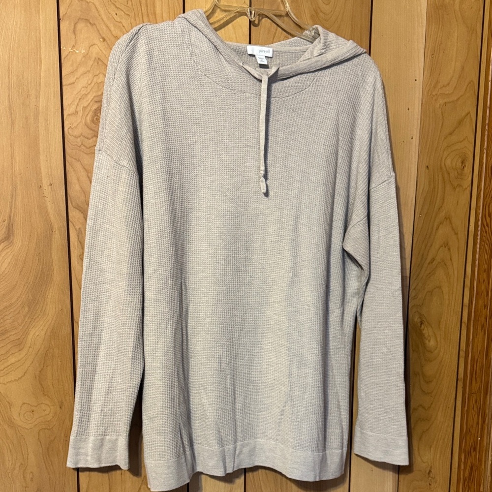 JJill Beige Grey Hooded Sweater